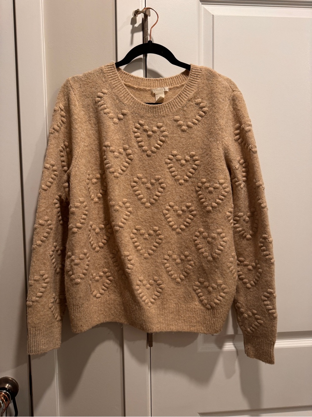 medium H&M Heart Crewneck Sweater - Beige